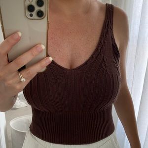Zara Deep V Crop Sweater Tank Medium